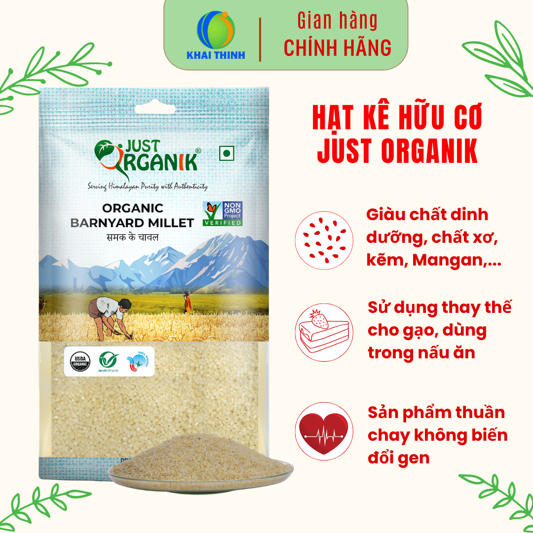 Hạt kê Hữu Cơ Tách Vỏ Barnyard Millet Just Organik Nhập Khẩu Ấn Độ Cho Người Ăn Kiêng 500g