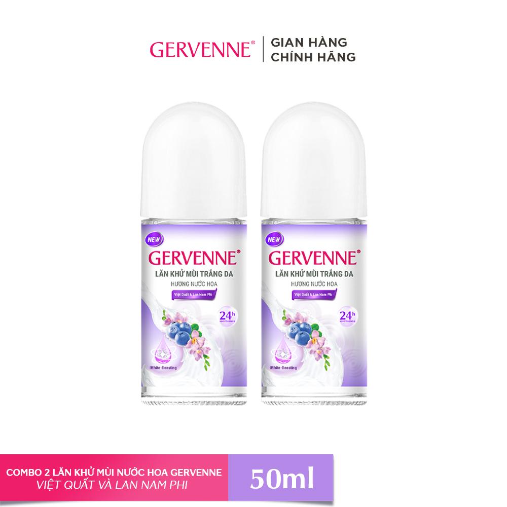 Combo 2 Lăn khử mùi nước hoa Gervenne Việt Quất và Lan Nam Phi 50ml/ Chai