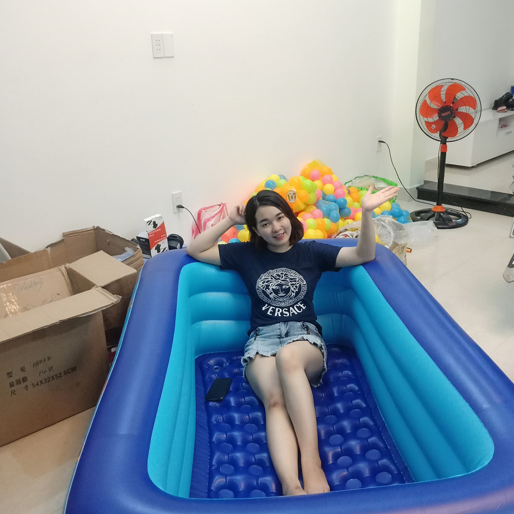 Bể bơi 3 tầng cho bé có đáy chống trượt - Giao màu ngẫu nhiên
