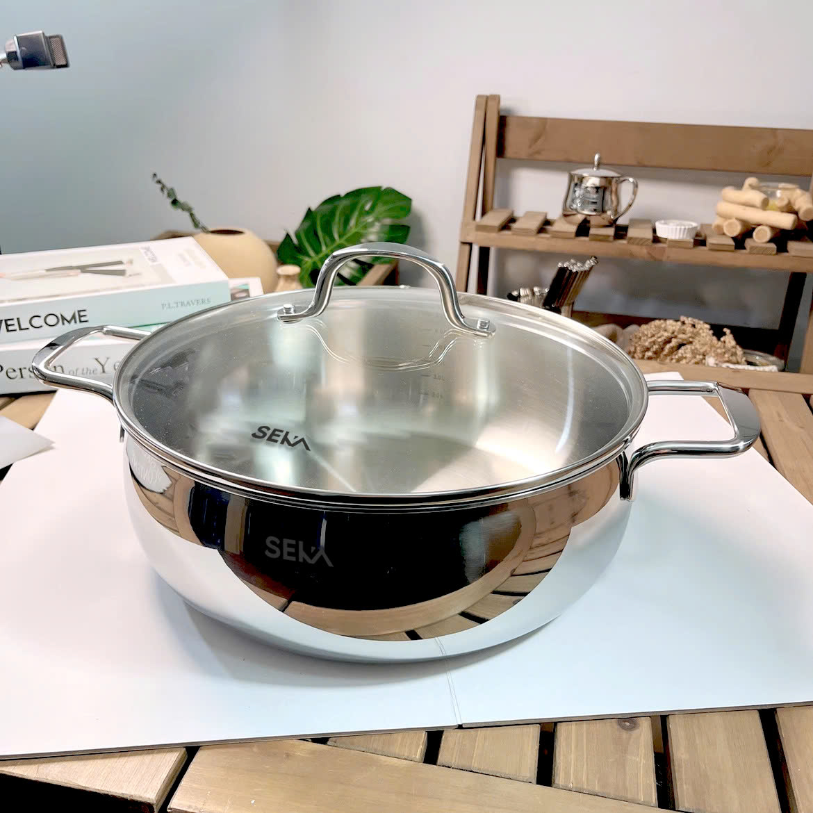 Nồi Canh SEKA Inox Cao Cấp Size 16cm, 20cm, 26cm nồi hầm kho thịt kho cá, nồi dùng cho mọi loại bếp