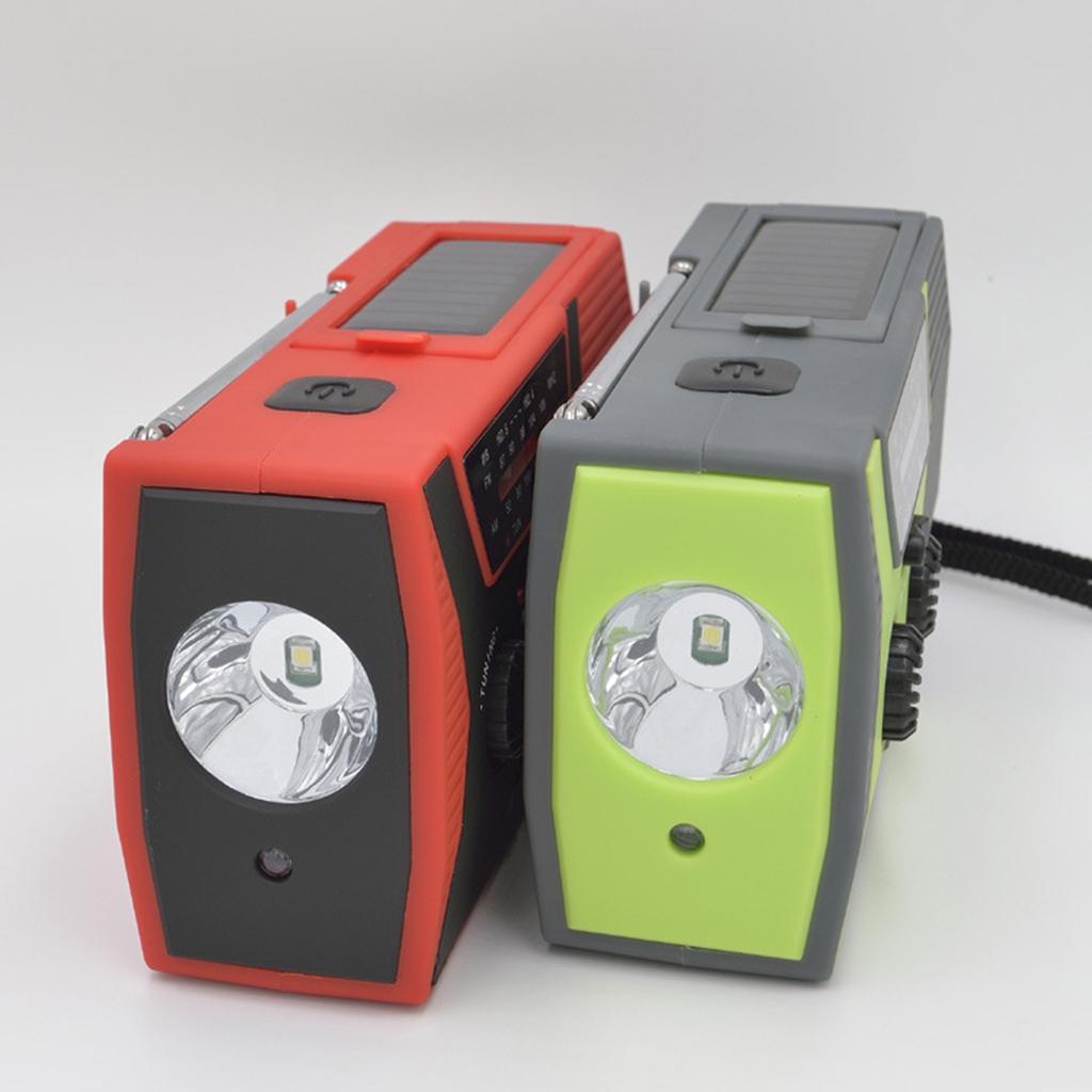 Multi-functional Solar Hand Crank  Weather Radio Flashlight Green