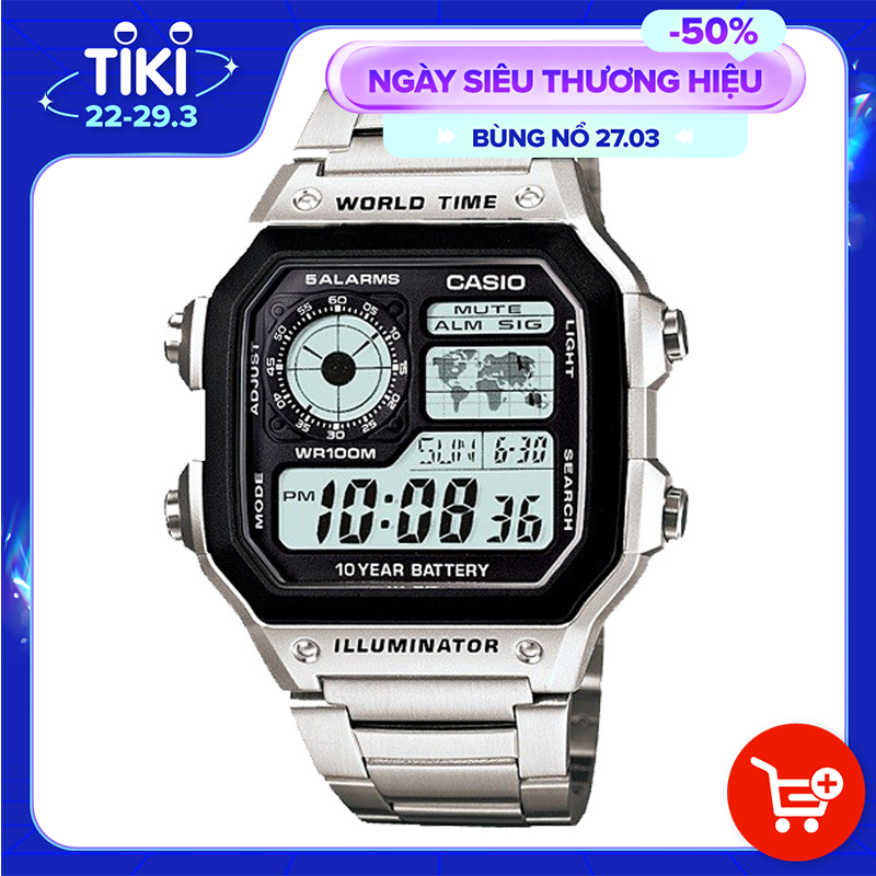 Đồng hồ nam dây kim loại Casio Standard chính hãng AE-1200WHD-1AVDF