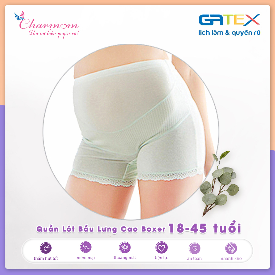 Set Combo 2 Quần Lót Bầu Boxer Lưng Cao GATEX Cotton Cao Cấp Charm Mum