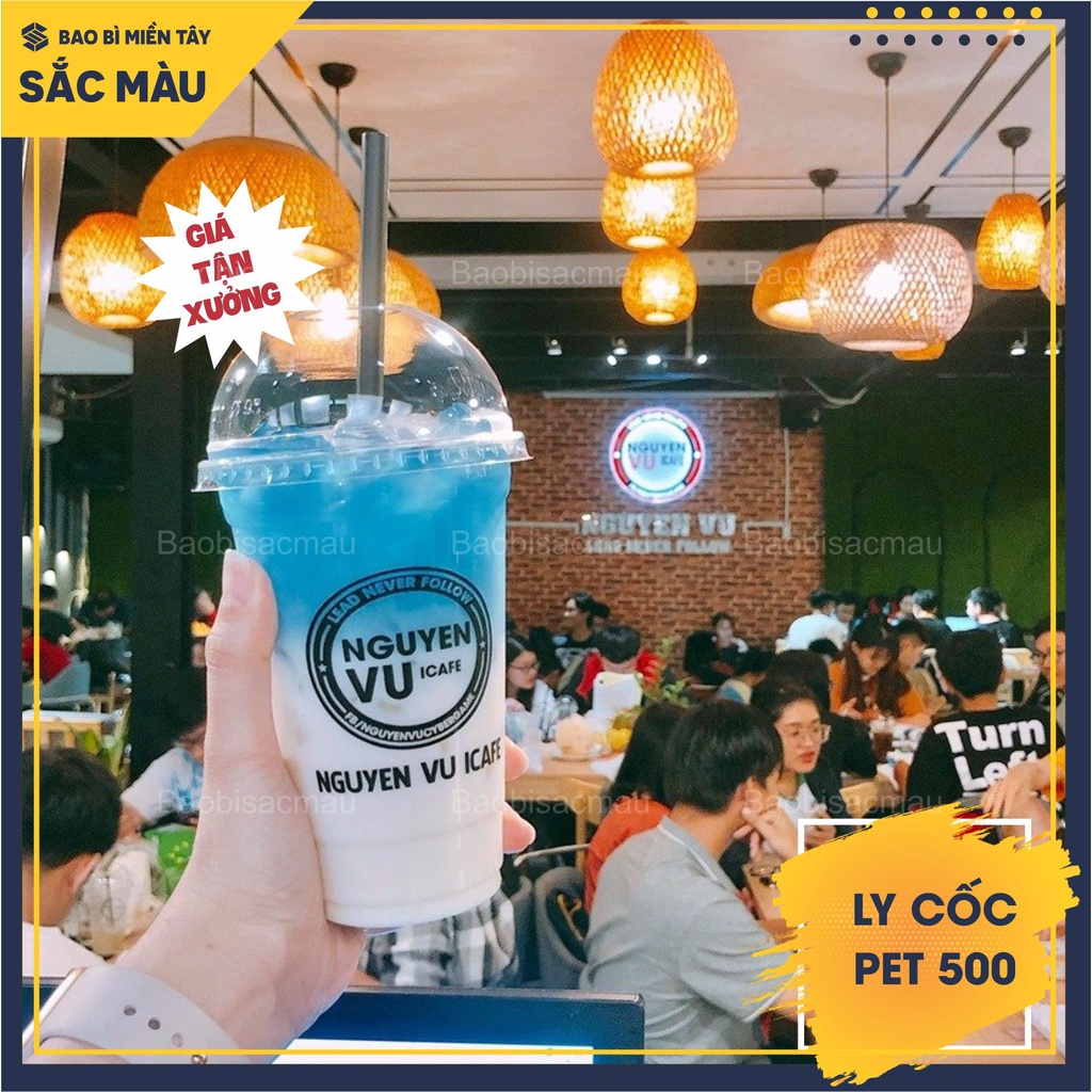 Sỉ 50 cốc nhựa/ ly nhựa PET 650ml kèm nắp