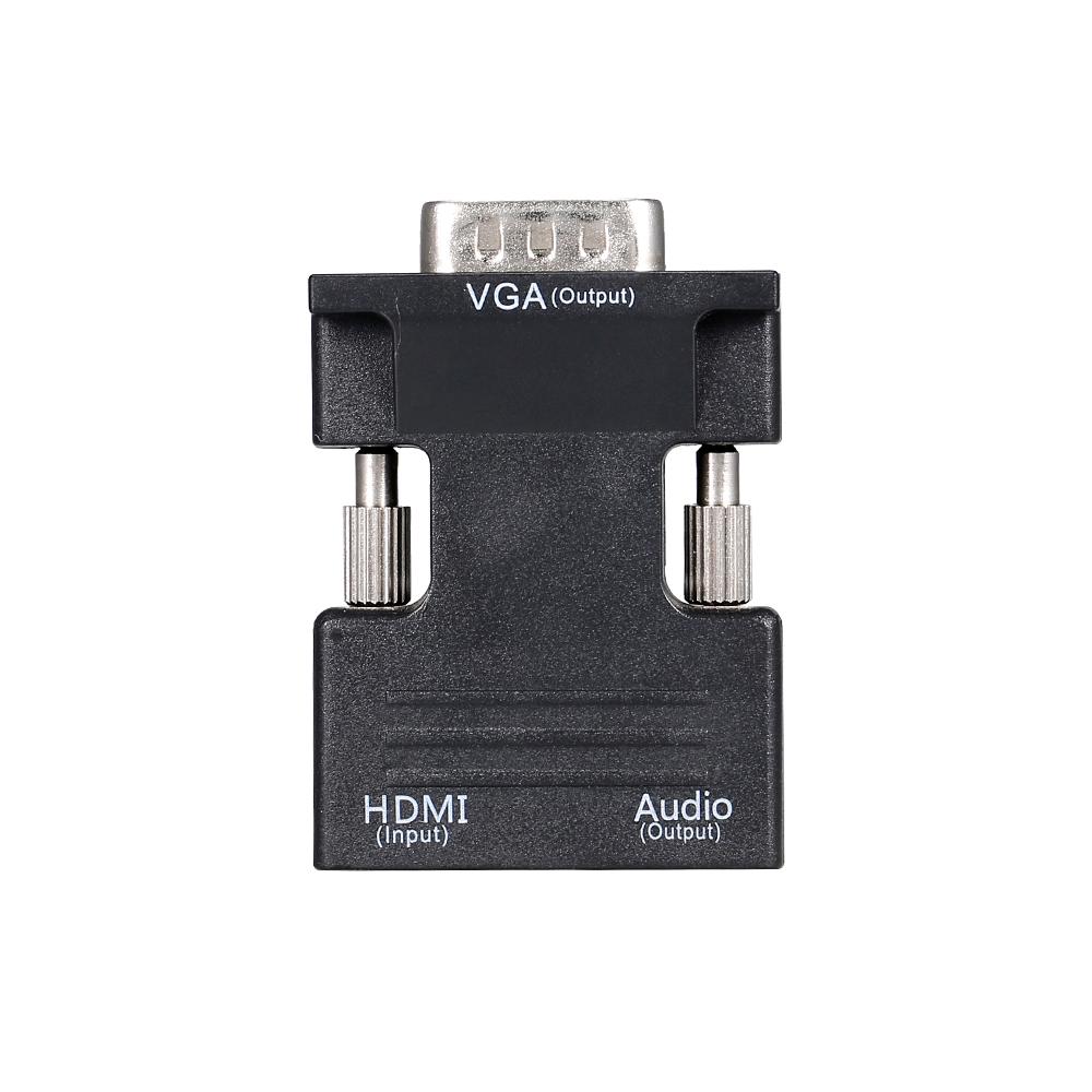 HD Female to VGA Male Adapter Support HD 1080P Video Signal Transmission with Audio Port for Monitor Projector TV PC