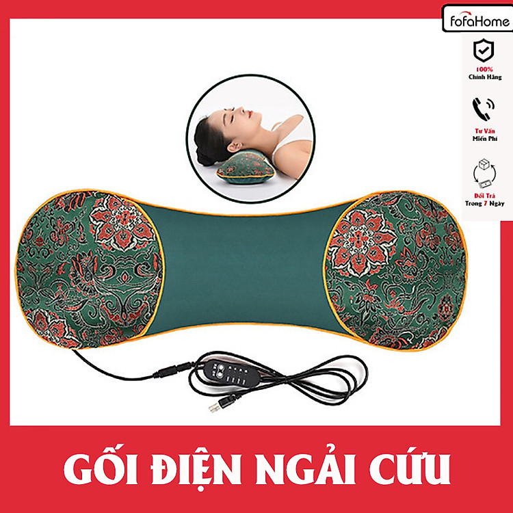 Gối Ngải Cứu Cổ Vai Gáy Cắm Điện Sưởi Ấm Giúp Giảm Đau Vai Gáy Cổ, Gối Kê Cổ Thảo Dược Hương Thơm Giao Màu Ngẫu Nhiên