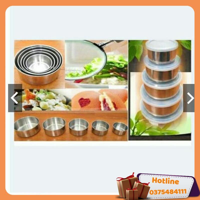 Bộ 5 Bát Inox Có Nắp Đậy Tiện Ích - Hàng Loại 1