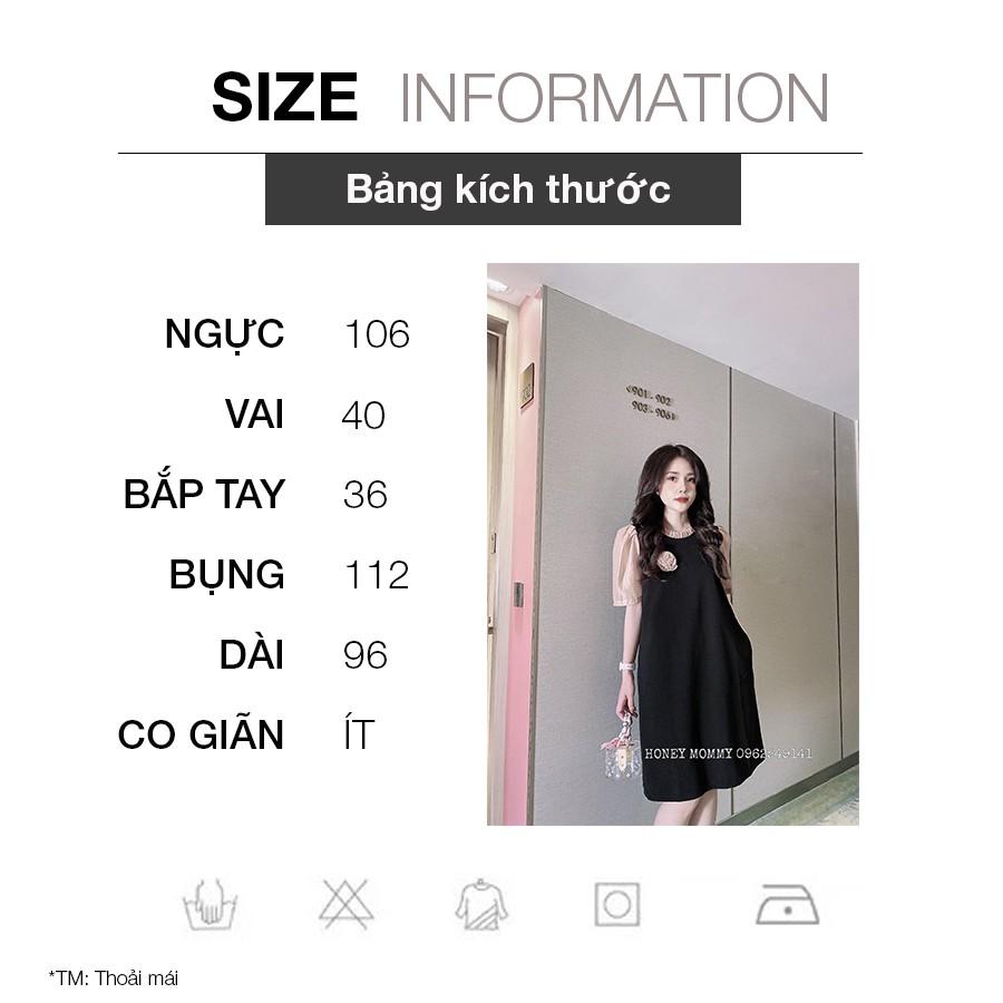 Váy Bầu Hè Công Sở Tay Voan Đính Hoa Ngực Sang Chảnh HD2610 Honey Mommy Đầm Bầu Công Sở Hè