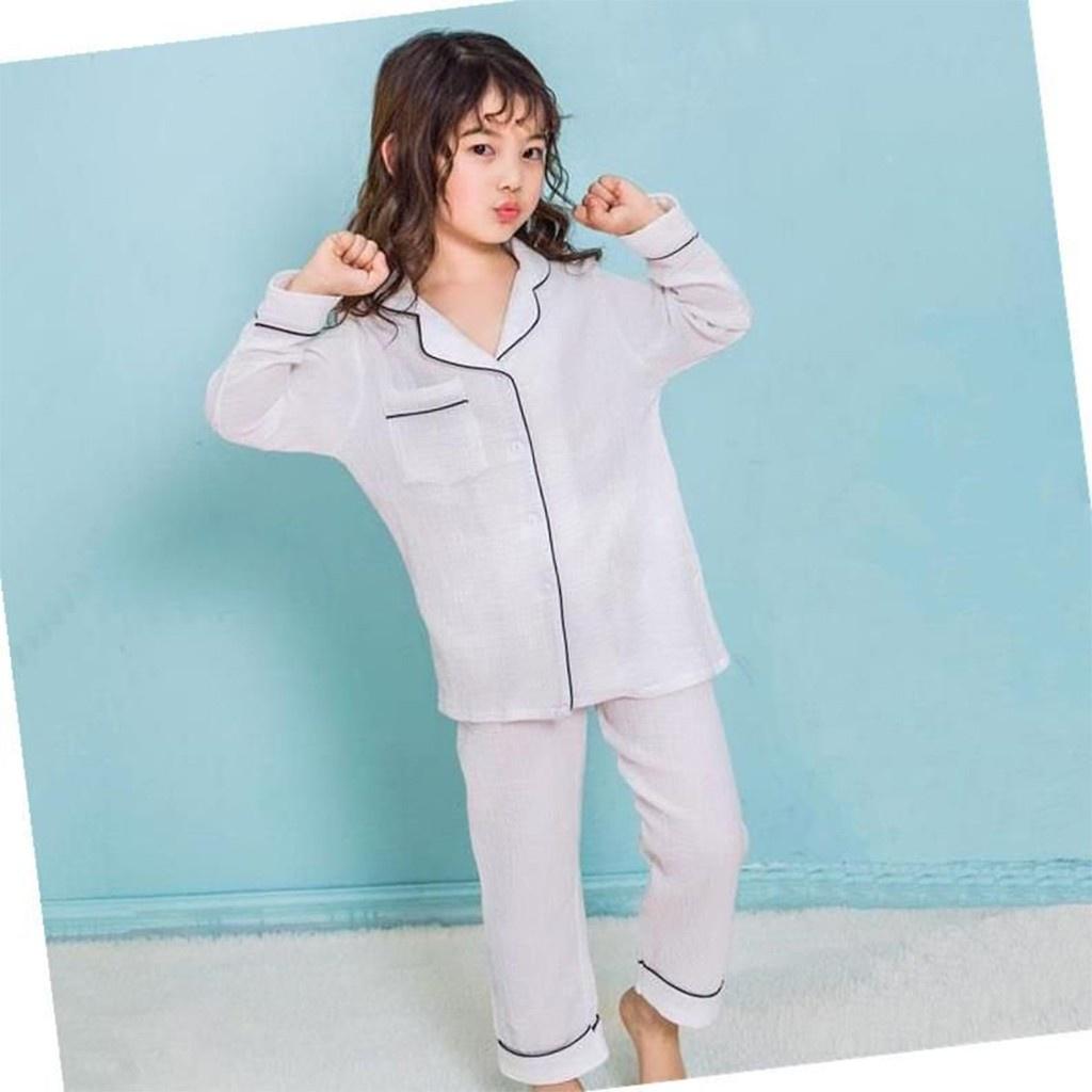 Bộ đồ ngủ cho bé ROSY KIDS, Bộ Pijama đũi nhăn dài tay cho bé trai và bé gái từ 6-27kg