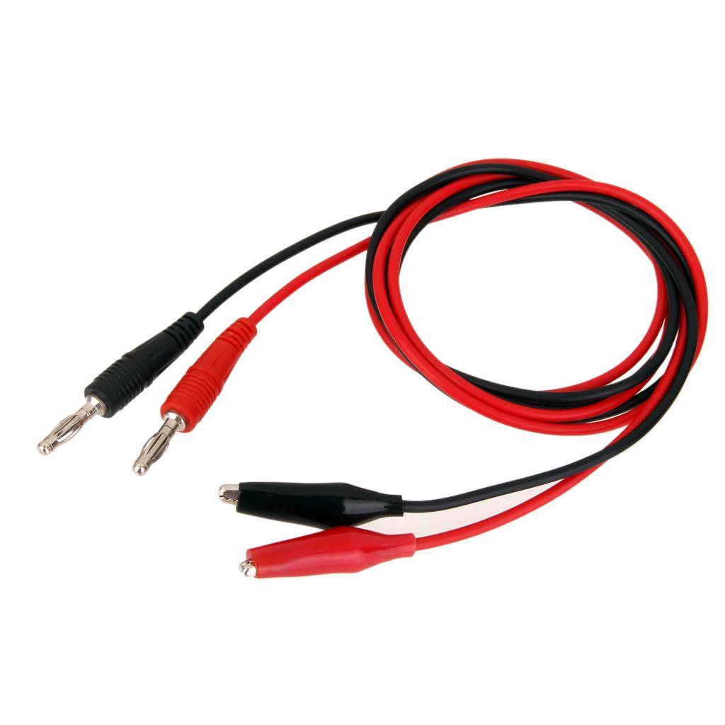2x 100cm Banana plug to Aligator Clip Multimeter Connector Probe Cable Lead
