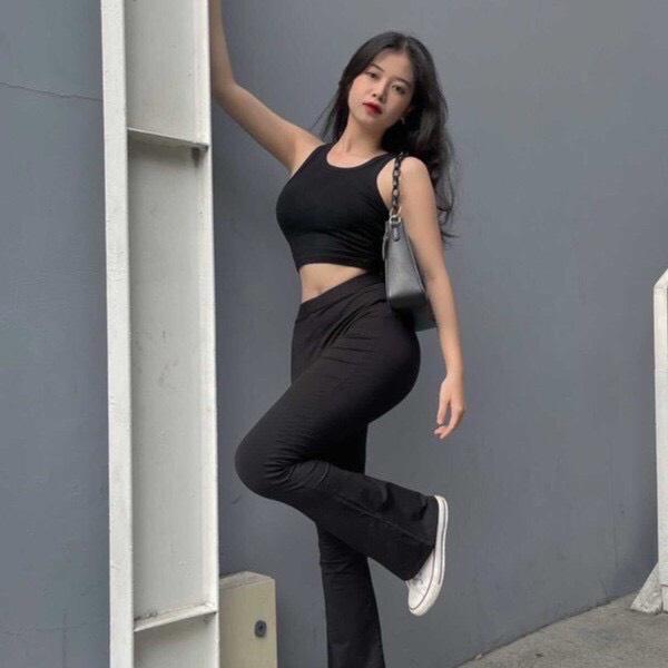 Áo 3 Lỗ Nữ Basic Croptop Ngang Eo Thun Gân Vải Dày