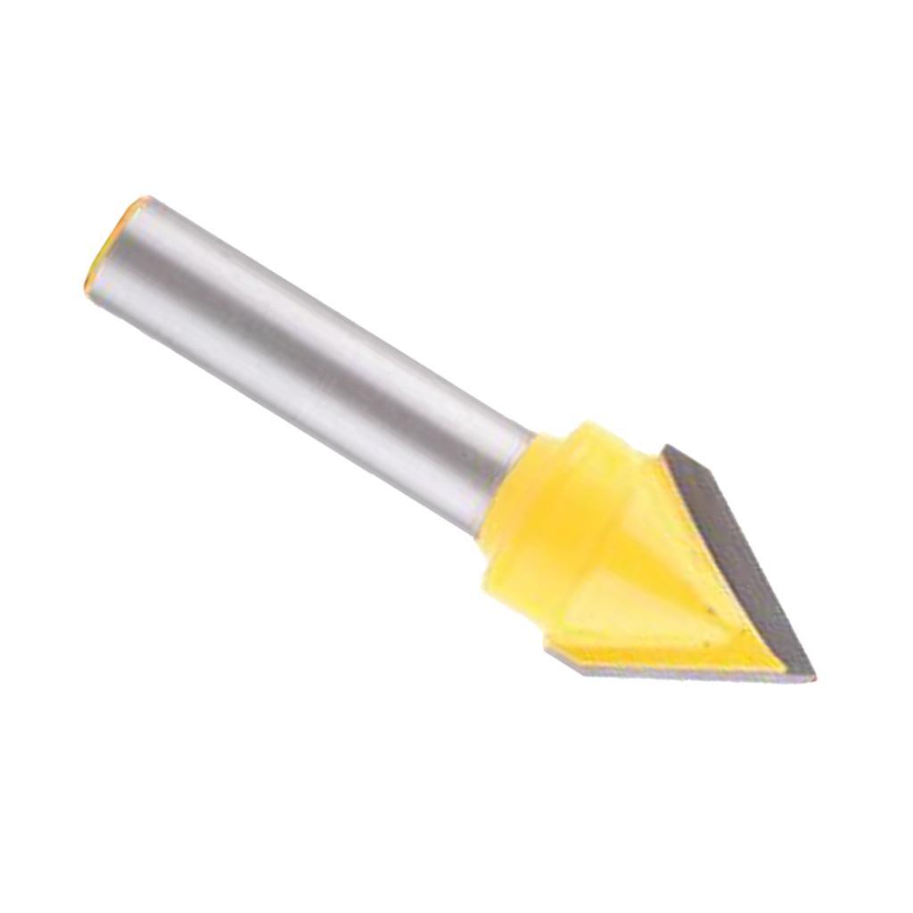 2 Pieces 8mm Shank Woodworking Mill Router Bits V-Groove 60 Degree