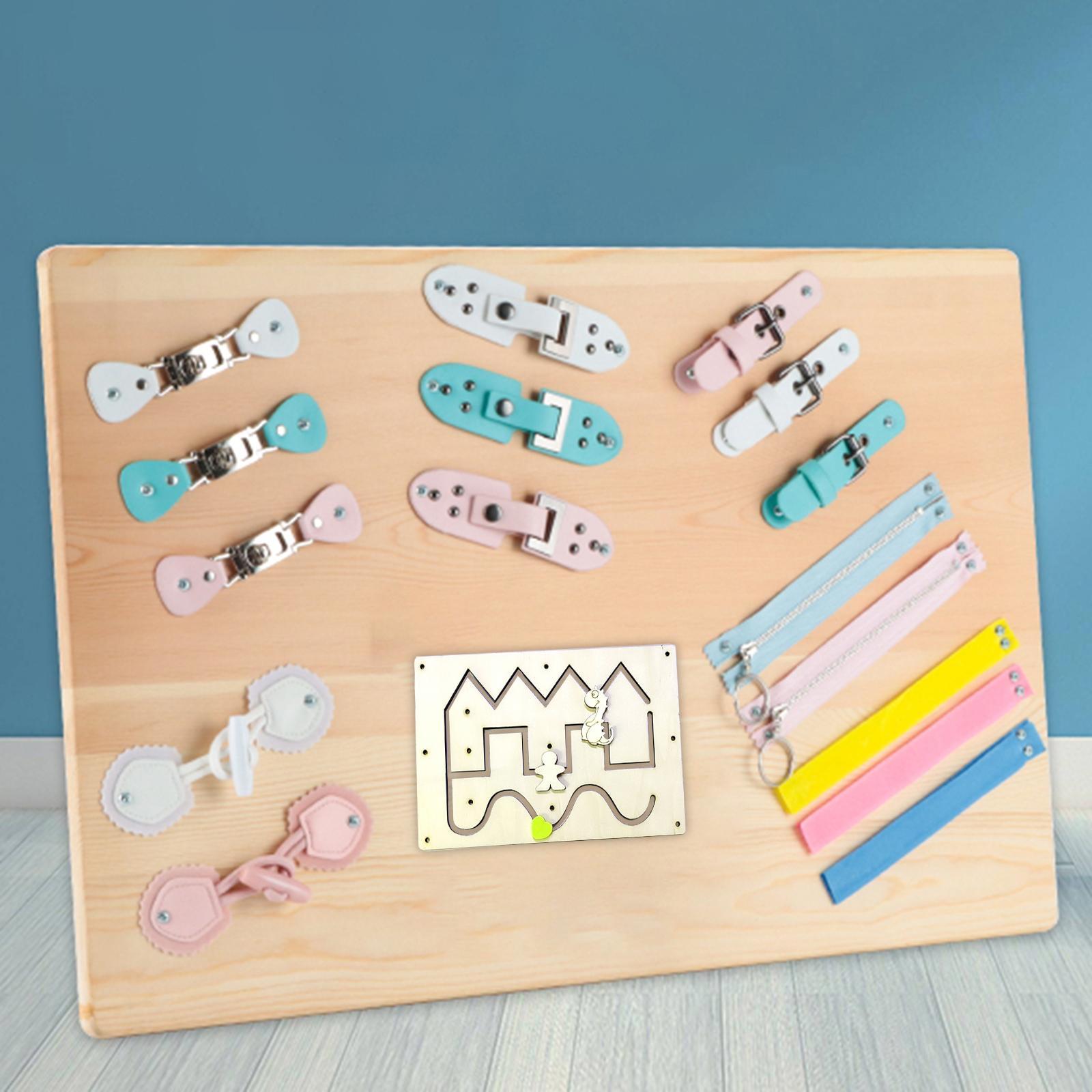 Wooden Busy Board DIY Accessories Multifunctional for Girls Preschool Boys