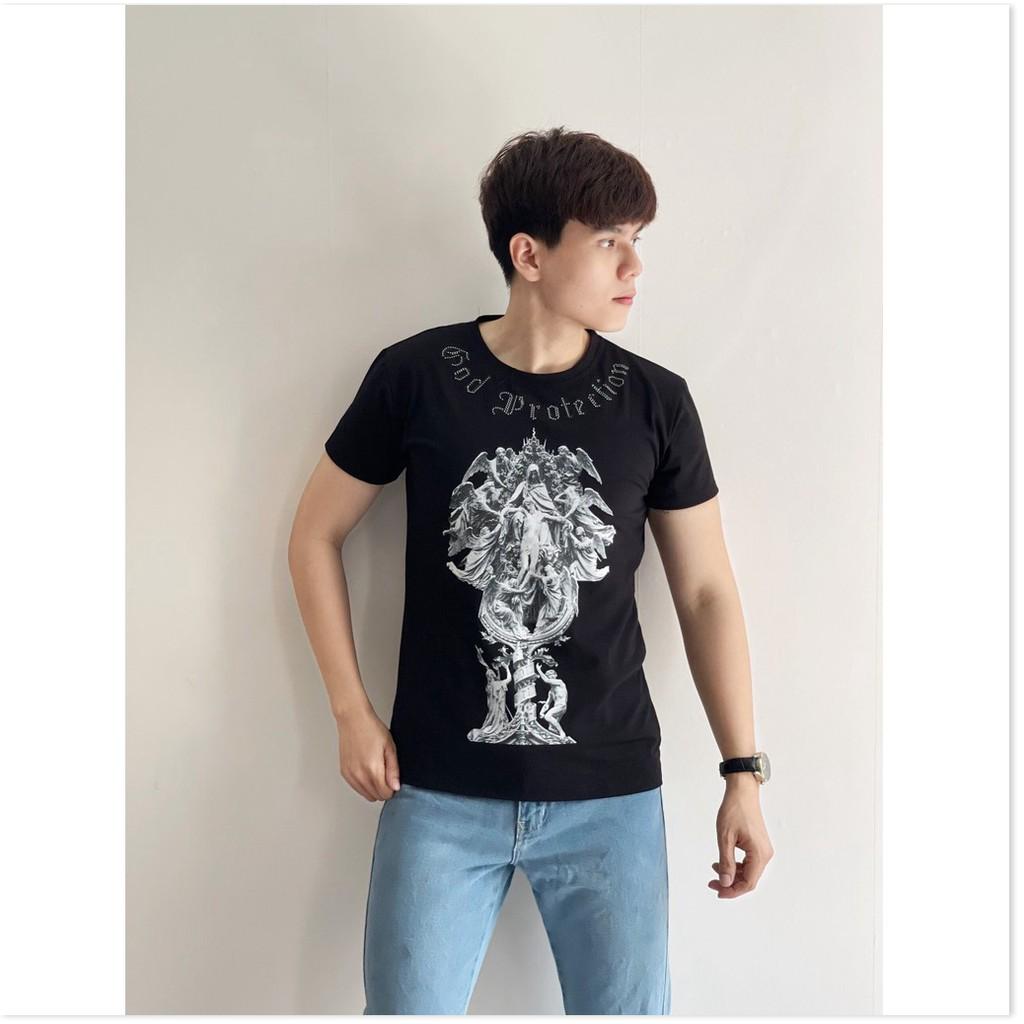 ÁO THUN CỔ TRÒN THIẾT KẾ HOA TIẾT SIÊU NGẦU,CHẤT LIỆU VÃI THOÁNG MÁT THỜI TRANG MỚI KME