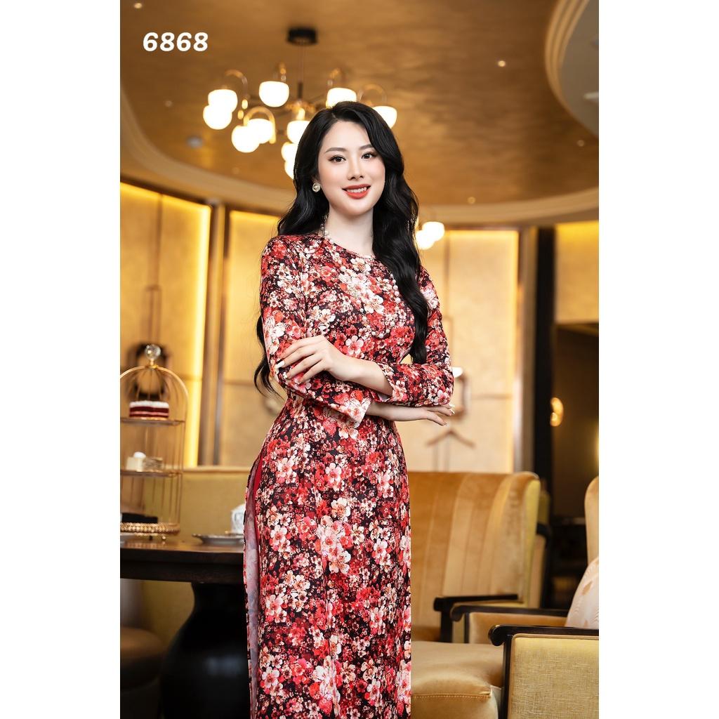 EMY EM6868 Áo Dài Đỏ Lụa Ngọc Bích
