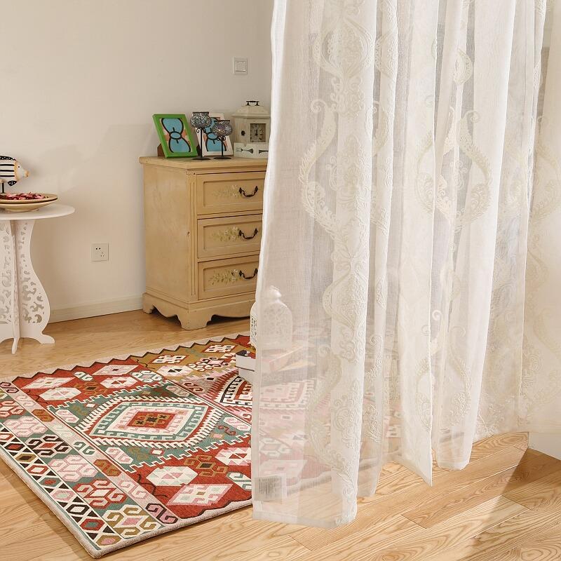 Đảm bảo chất lượng thêu rèm gạc trắng Quốc gia châu Âu ban công mục vụ rèm gạc phân vùng treo vành đai rèm tủ nghiên cứu rèm không đục lỗ nửa rèm gạc