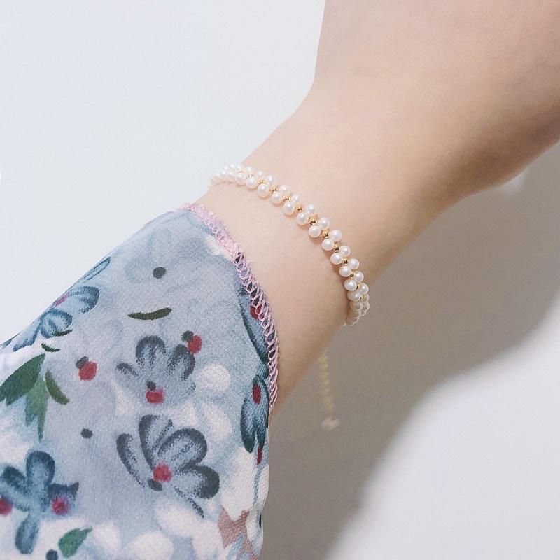 Vòng Tay Đan 5 Ly Màu Trắng Cá Tính - Trường Thịnh Ngọc Trai