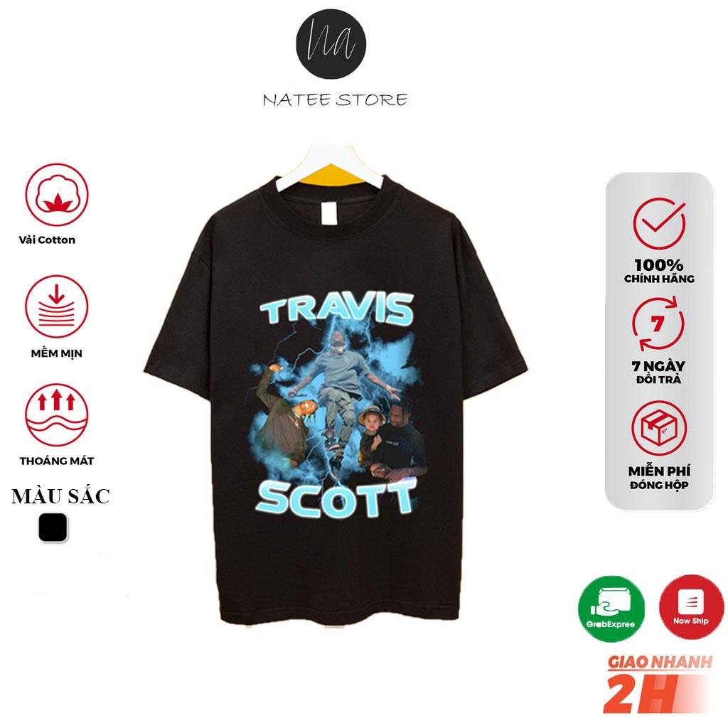 Áo Thun Nam Nữ Unisex Natee TRAVIS SCOTT- Áo Thun Cotton Ngắn Tay Mềm Mịn, Thoáng Mát, Không Nhăn, Không Xù