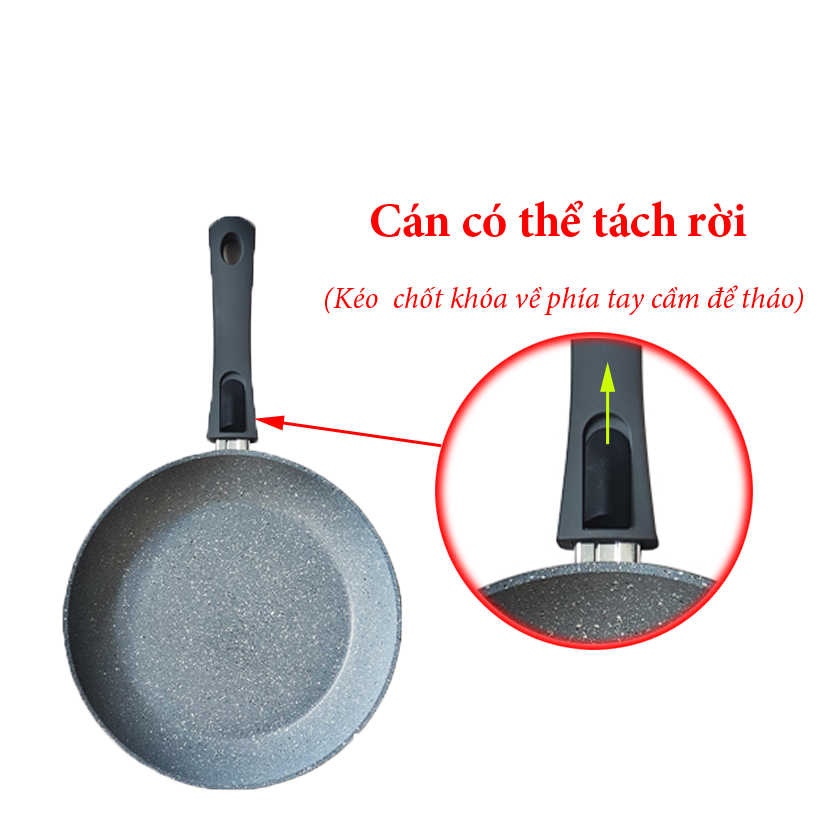 Combo chảo từ chống dính vân đá đa năng 2 trong 1 Green Cook size 22cm + 28cm