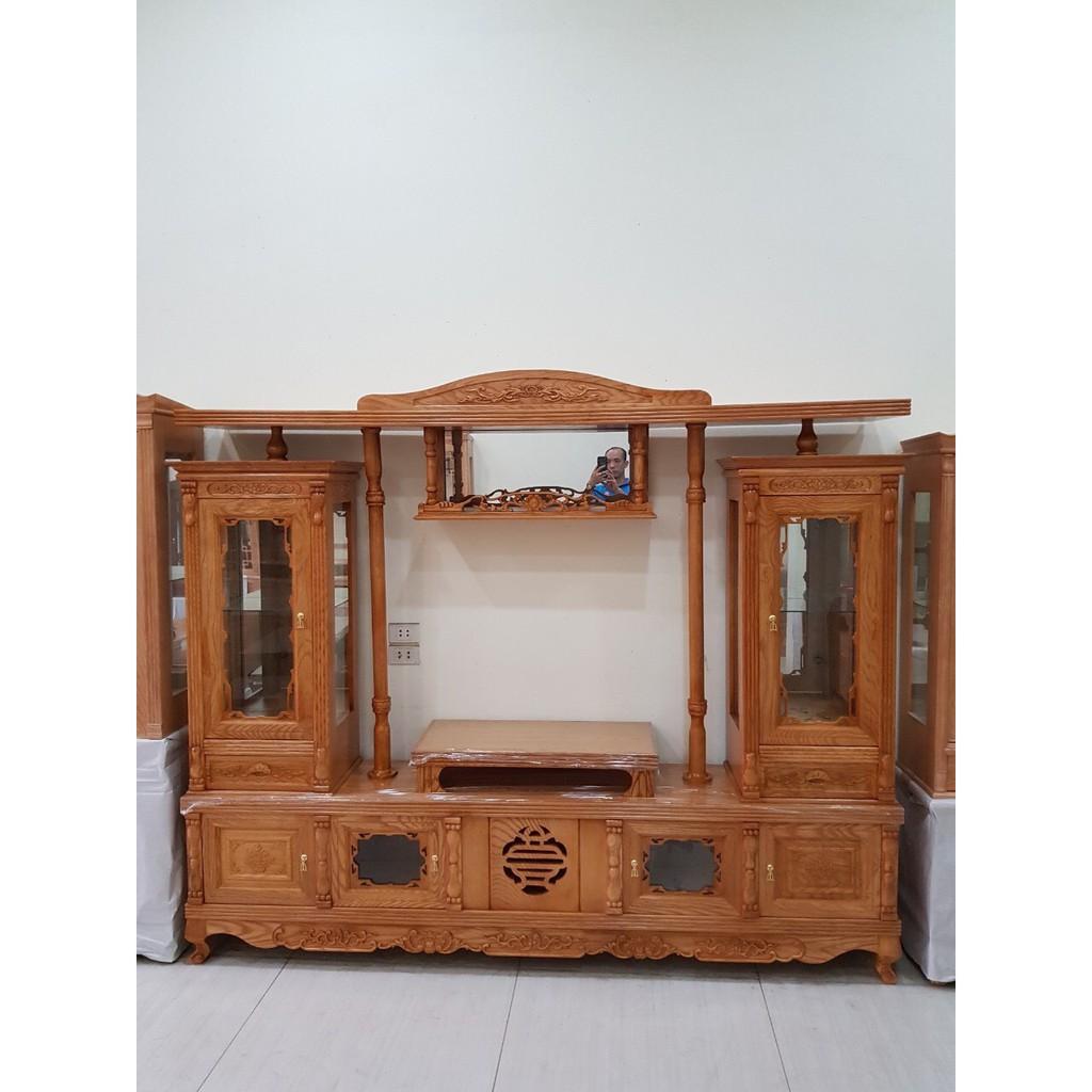 Kệ tivi 2 cục kính có gương