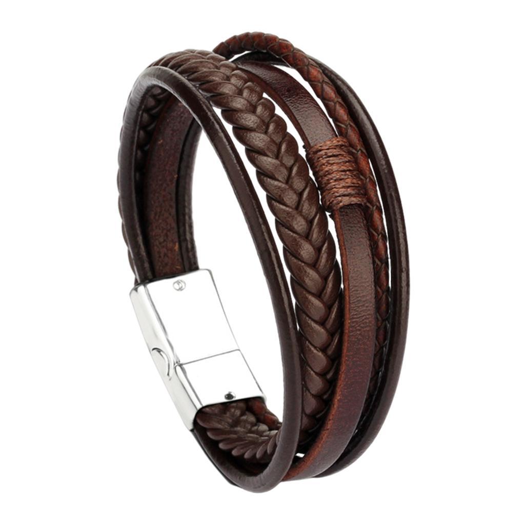 2 Pieces Braided PU Leather Men Bracelet Bangle Wristband Classic Accessory