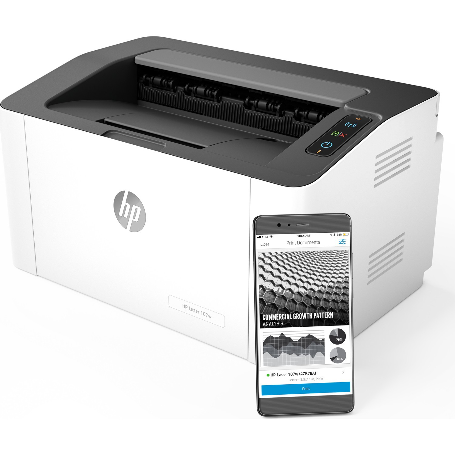 Máy in Laser trắng đen HP 107w - Hàng Chính Hãng