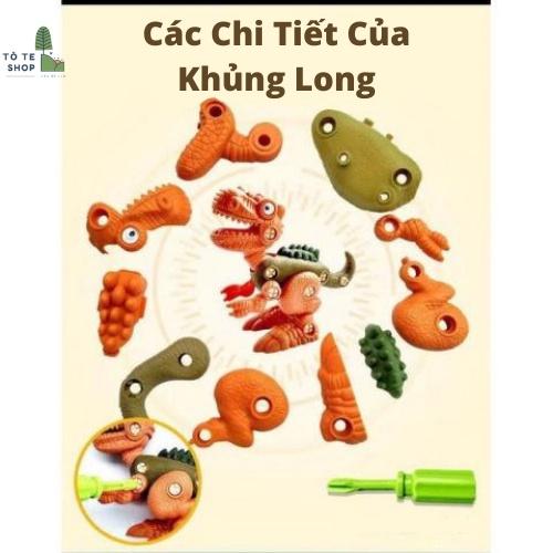 Đồ chơi khủng long lắp ráp, có vít đi kèm, set 4 khủng long đồ chơi vô cùng thú vị cho bé sáng tạo và phát triển iq