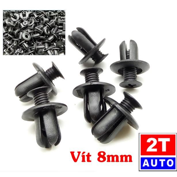 Bộ 10 đinh tán, chốt vít nở vit Nhựa 8mm Loại chuyên dùng có ren cho xe hơi ô tô -đường kính vít 8mm:  SKU:149