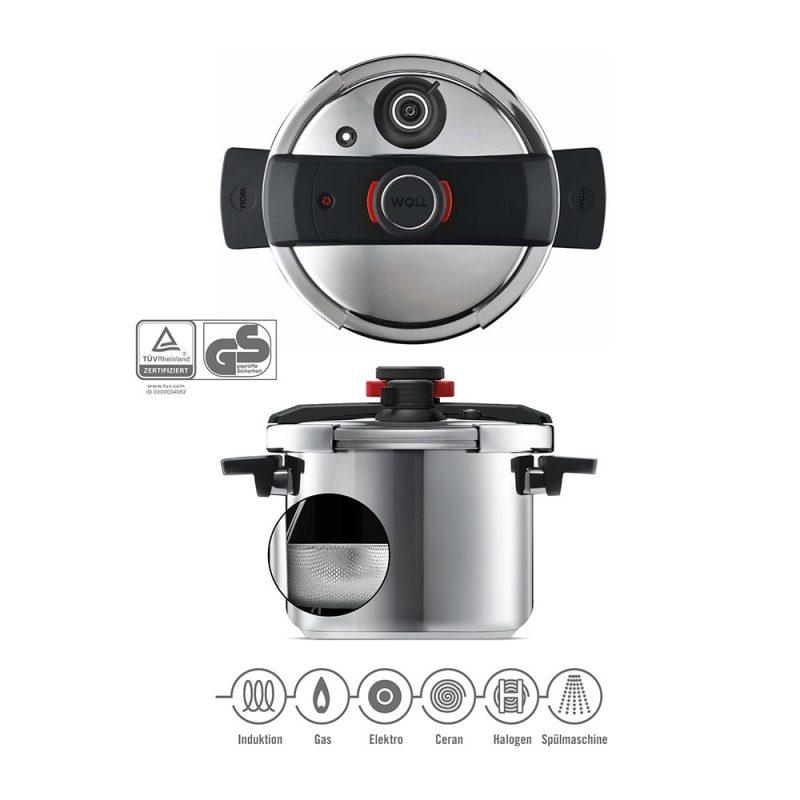 Nồi Áp Suất Đa Năng Woll Pressure Pro 122PP, 22cm, 6L, Dẫn Nhiệt Tốt, Tiết Kiệm Điện, Dùng Cho Mọi Loại Bếp, Nhập Đức