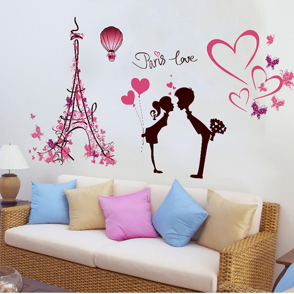 Decal dán tường cặp đôi Paris Love - HP116