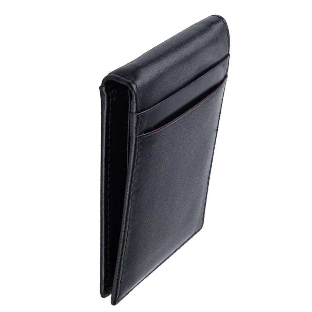 Men Minimalist Front Pocket Wallet, Leather Card Holder RFID Blocking Money Clip