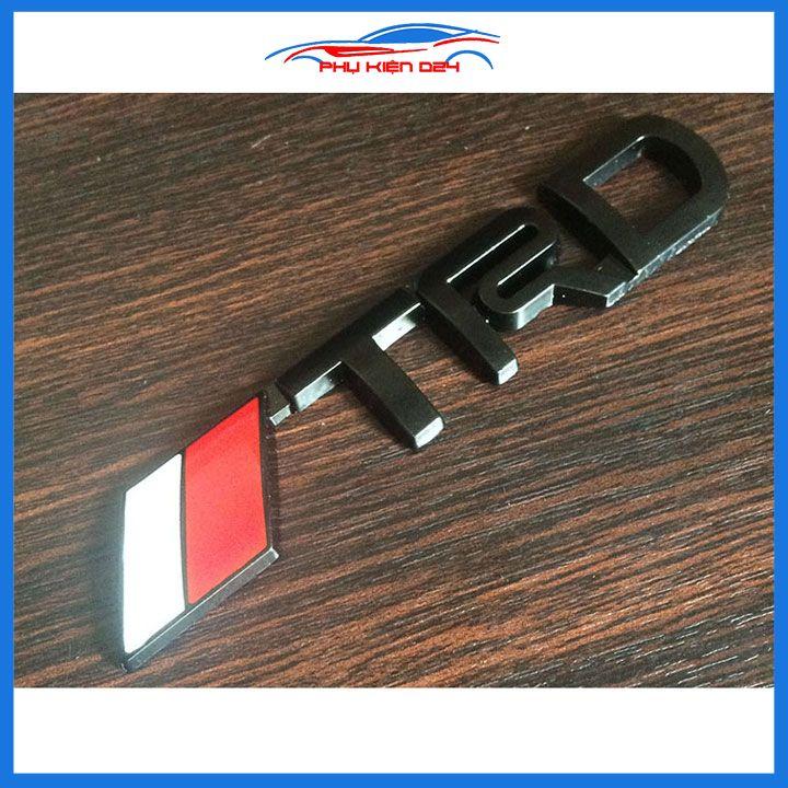 Logo tem dán chữ nổi TRD dùng dán đuôi cho xe ô tô hai màu đen mạ crom