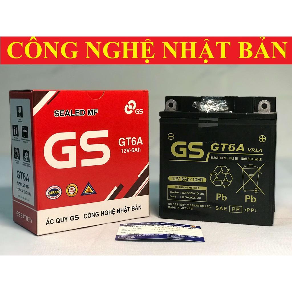 Bình ắc quy khô cho xe máy Dream, Wave, Future, Sirius, Jupiter, Taurus, Mio GS GT6A (12V - 6AH)