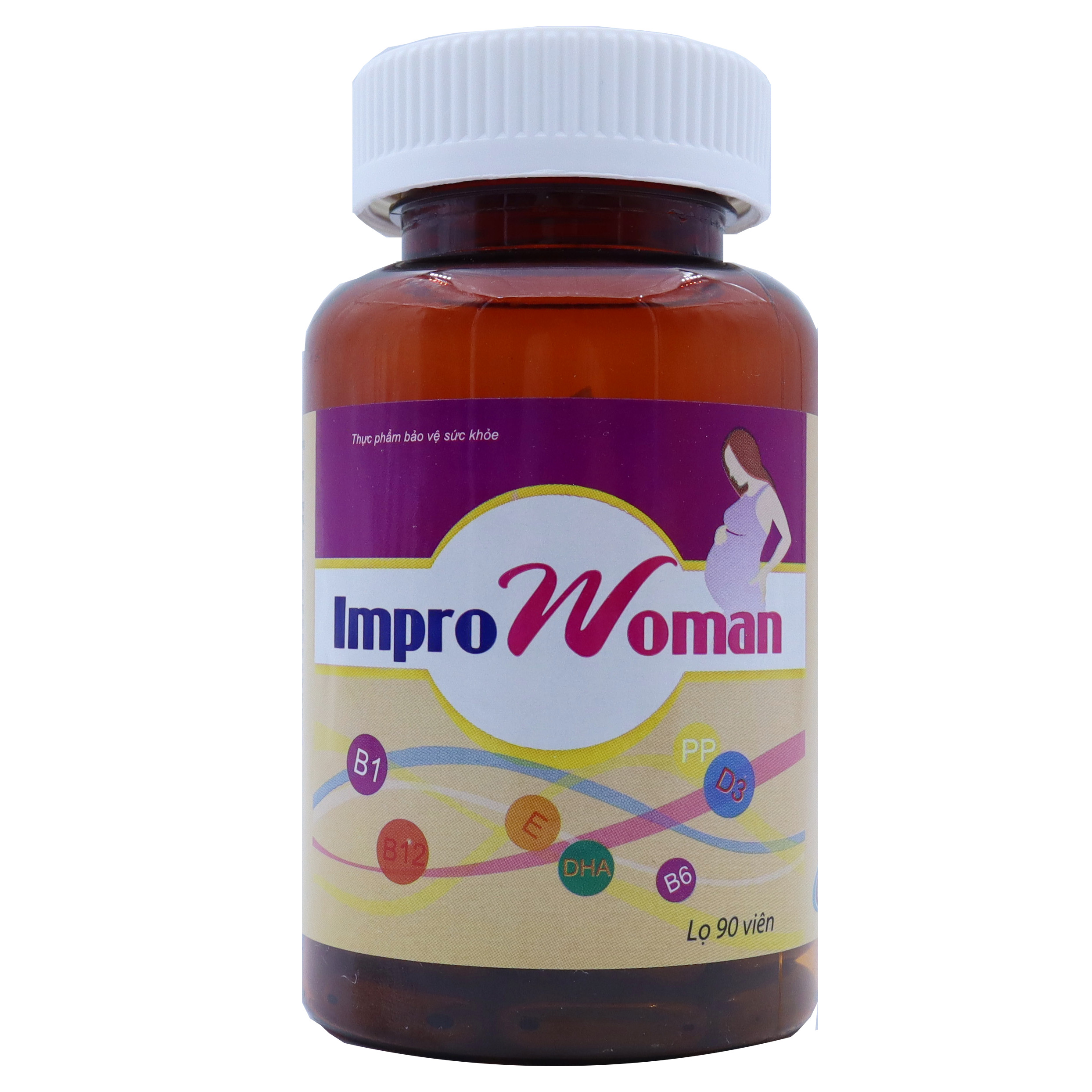 Viên bổ bà bầu ImproWoman - Bổ sung canxi, sắt, DHA, EPA, Magie, Kẽm cùng các vitamin và khoáng chất giúp bồi bổ cho cả mẹ và thai nhi. Lọ 90 viên. SP đạt chuẩn GMP – WHO.