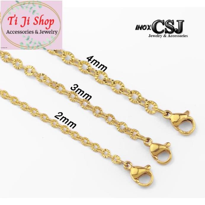 DÂY CHUYỀN CHỮ CONG INOX MẠ VÀNG CHẠM CHIẾU D - siêu đẹp,