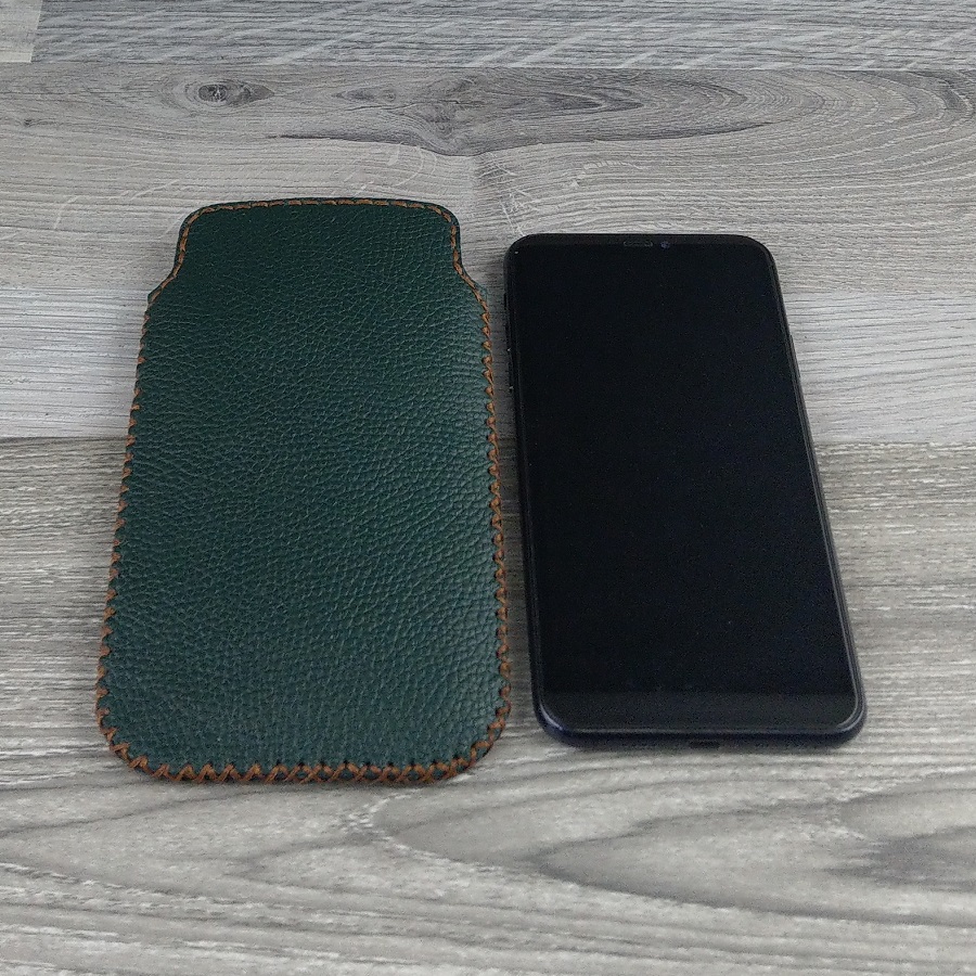 Bao Da Túi Rút dành cho  Samsung Galaxy s10 Da Bò Hạt Màu Xanh Rêu