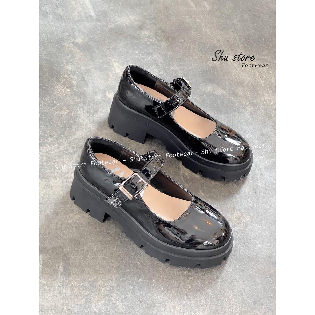 Giày búp bê quai ngang khoá vuông cao 6 phân tôn dáng cho nàng thời trang Shu Store