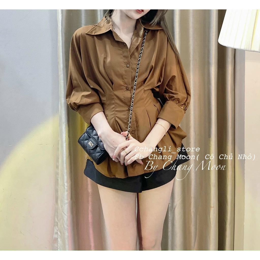 Áo sơ mi tay phồng chiết eo tôn dáng phong cách Hàn Quốc cho nữ SM121