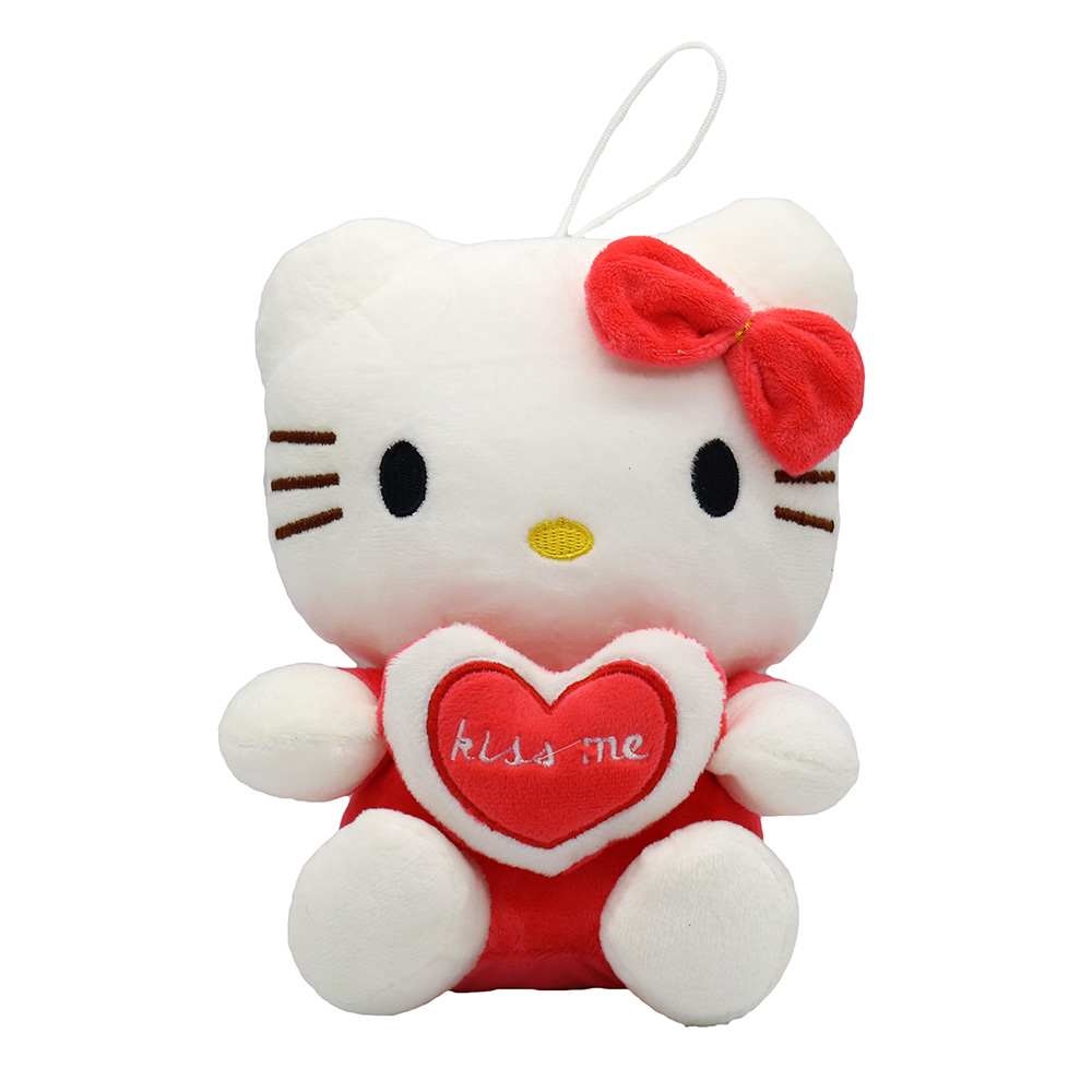 Gấu bông Hình Mèo Hello Kitty Ôm Tim 20cm - Họa Tiết Ngẫu Nhiên