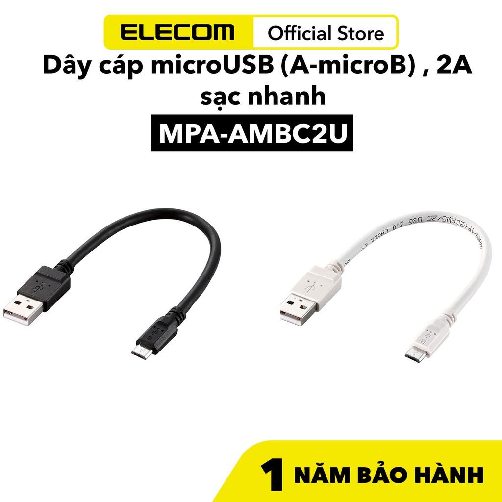 Dây cáp microUSB (A-microB), 2A, sạc nhanh ELECOM MPA-AMBC2U- Hàng chính hãng