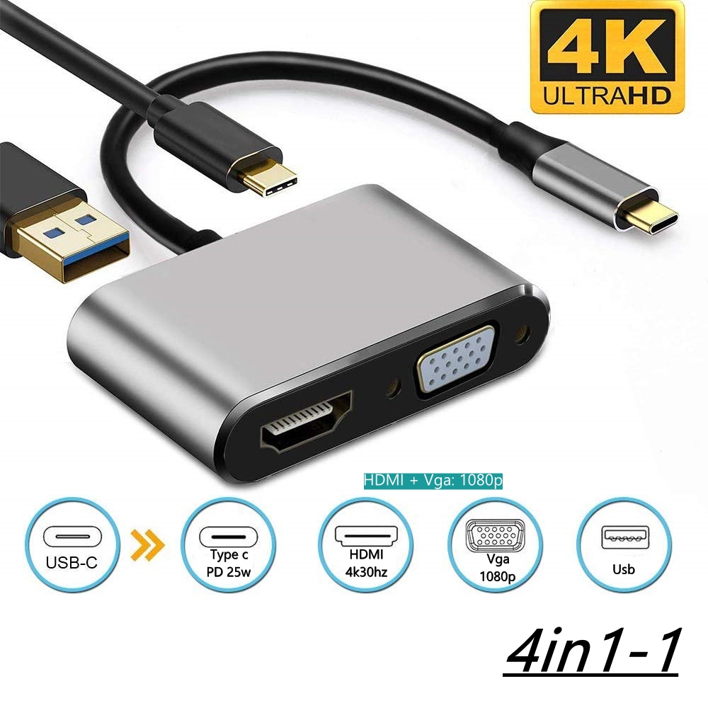 Cáp chuyển đổi USB Type C sang HDMI và VGA (USB C to HDMI , VGA