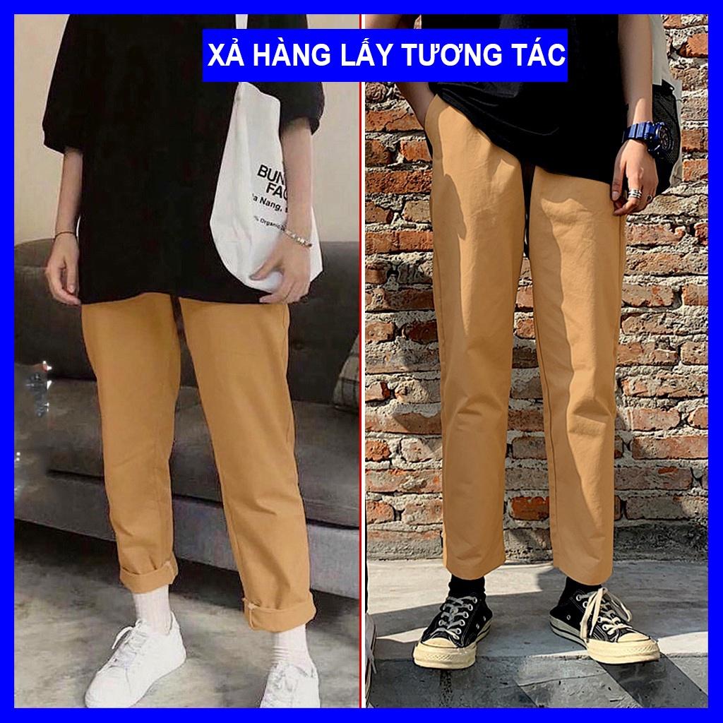 Quần Kaki Baggy Unisex Nam Nữ, Baggy Unisex Kaki Nam Nữ cạp chun vải Kaki nhập Hàn mềm co giãn