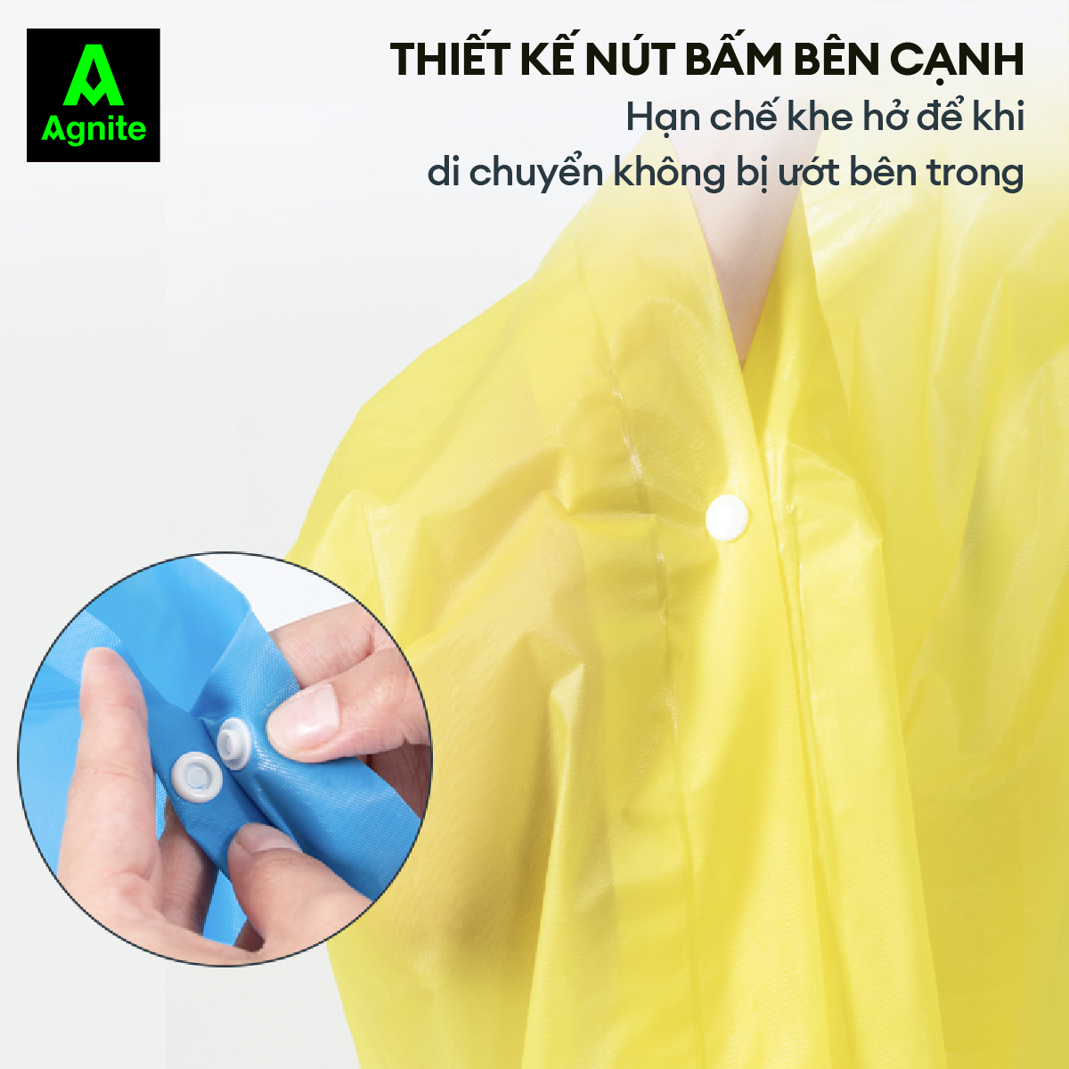 Áo mưa dài Agnite chất liệu EVA cao cấp - Siêu bền - Chống thấm nước tốt - Thiết kế thoải mái - Nhiều màu sắc - VS4075