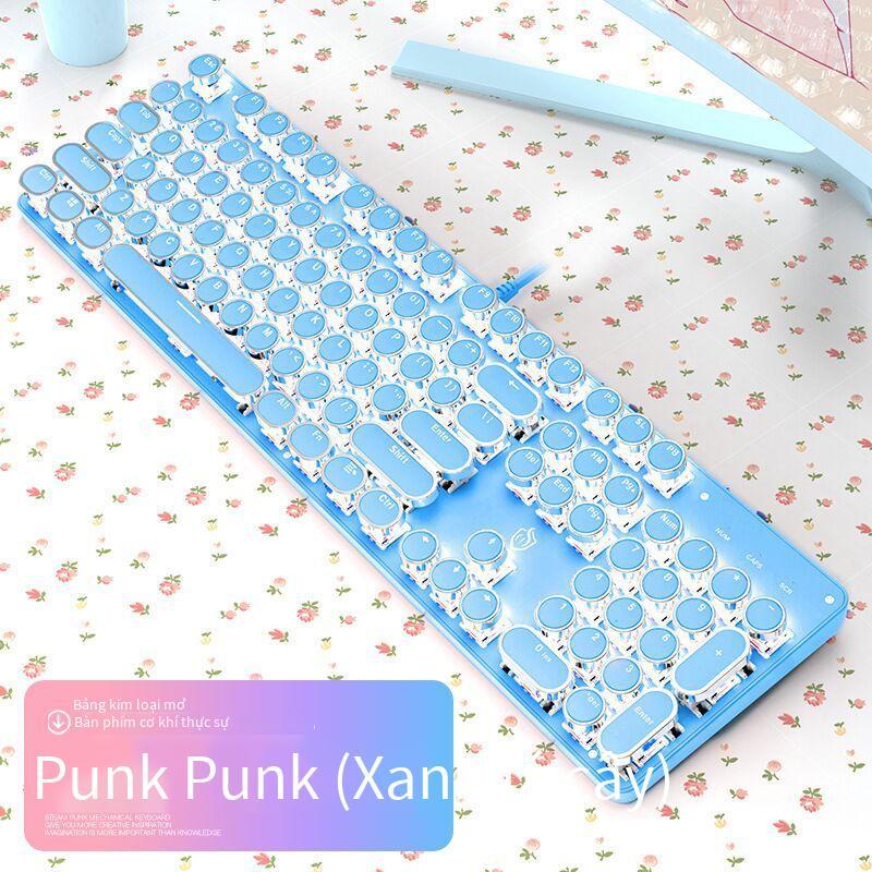Phong cách mới nhất trục xanh Punk thực bàn phím cơ máy tính để bàn máy tính xách tay Internet có dây cafe game cô gái dễ thương lưới bàn phím màu đỏ