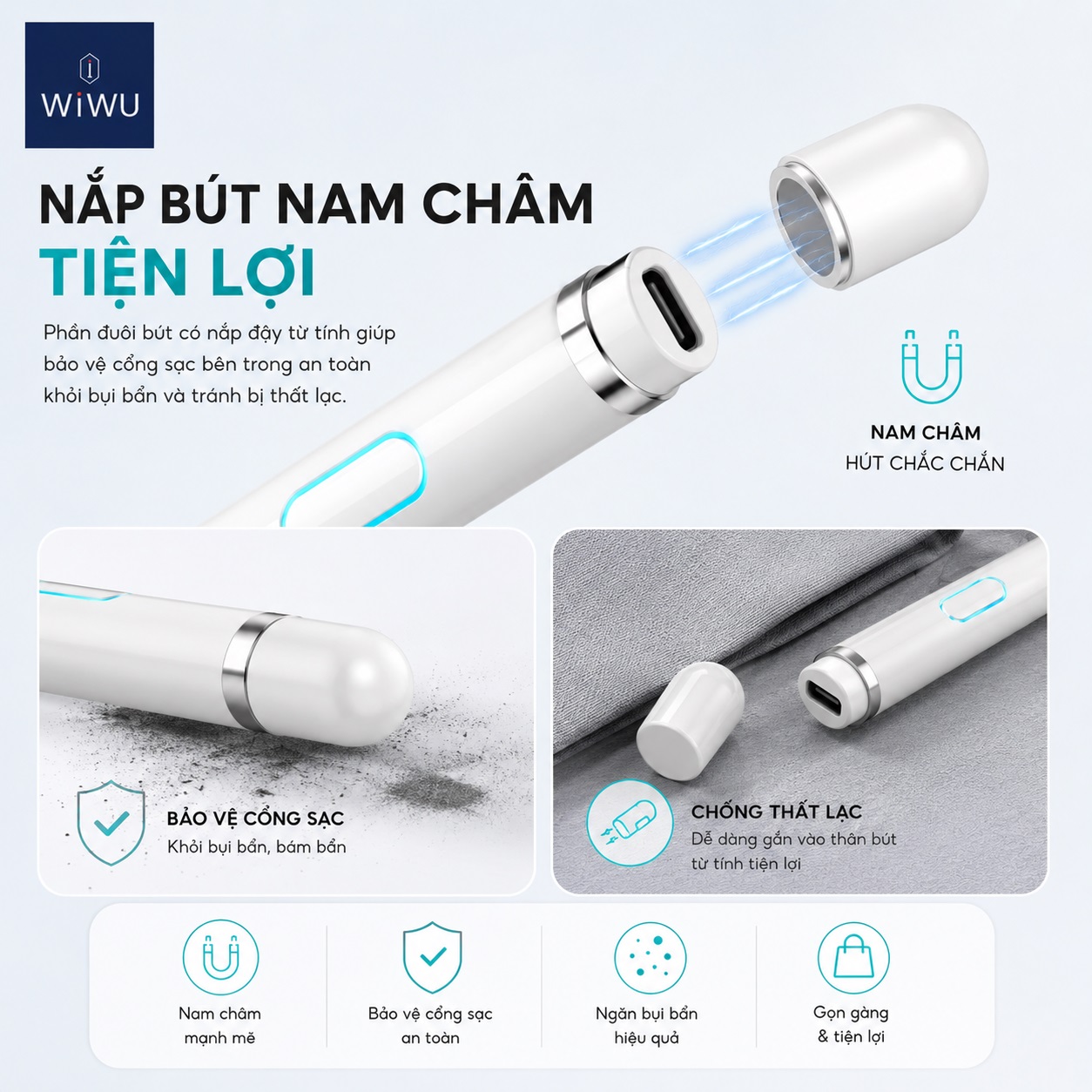 bút cảm ứng thông minh 1.45mm nét siêu mảnh tương thích iPhone iPad Androids Windows WIWU Picasso P339 Pin 10h, Bật Là Dùng - Không Cần Bluetooth, Viết Tự Nhiên, Vẽ Mượt Mà, Tương Thích Đa Thiết Bị - Hàng nhập khẩu