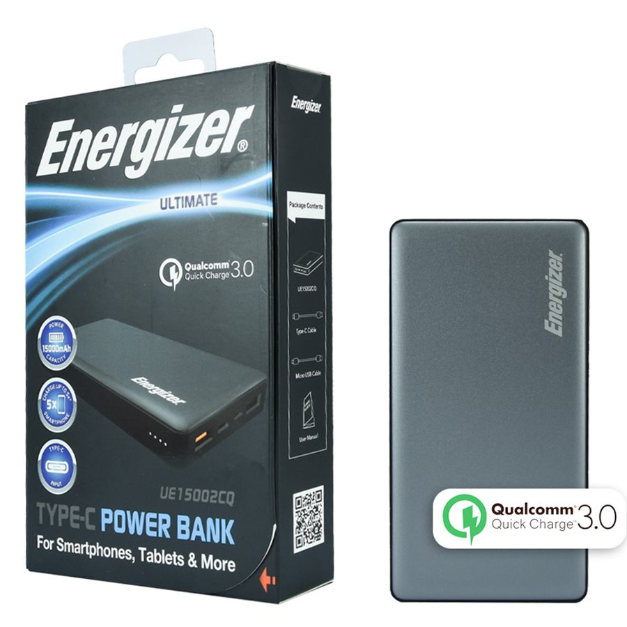 Pin Sạc Dự Phòng Energizer 15.000mAh QC 3.0 UE15002CQ  - Hãng Chính Hãng