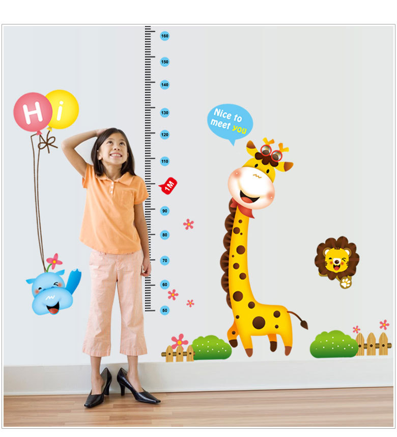 Decal dán tường thước đo chiều cao Hươu vui vẻ AmyShop DTD007 ( 160 x 100 cm)