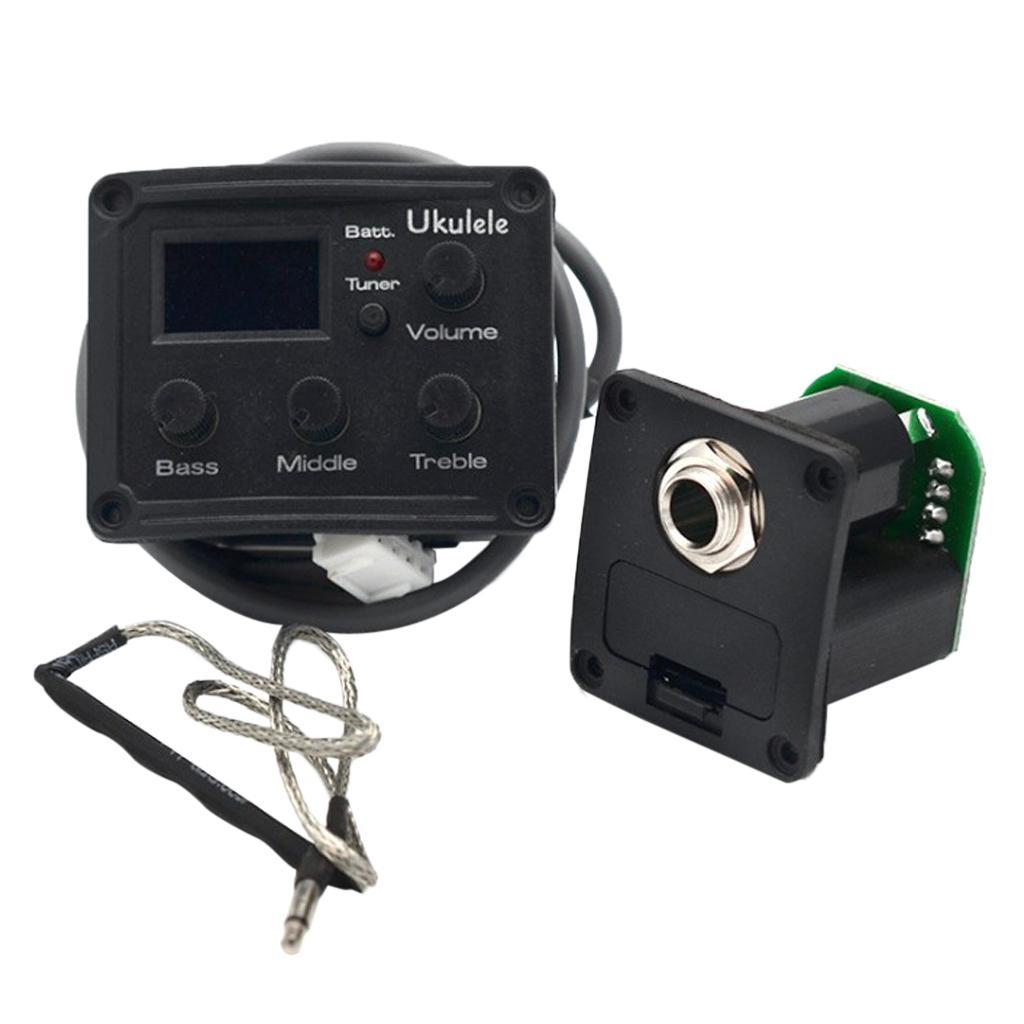 Ukulele Piezo Pickup 3 Bands EQ Equalizer Tuner System with LCD Display