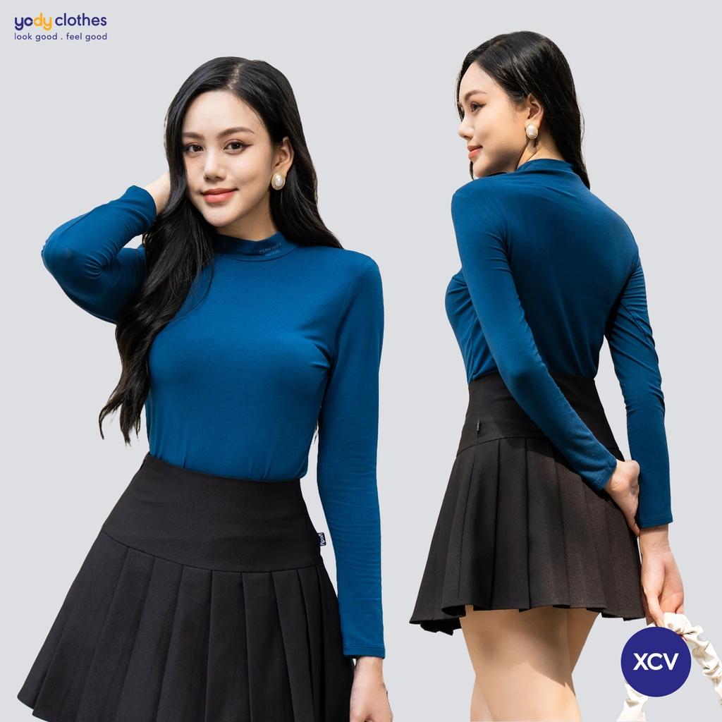 Áo giữ nhiệt nữ cổ lo 3 cm YODY vải viscose co giãn, giữ ấm tốt phom basic ATN5104