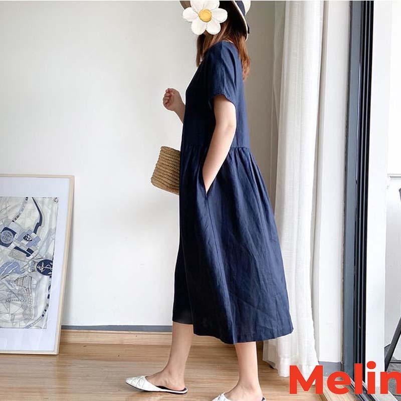 Váy đầm nữ suông trẻ trung vải Cotton Linen tự nhiên thân thiện mã VAV0327